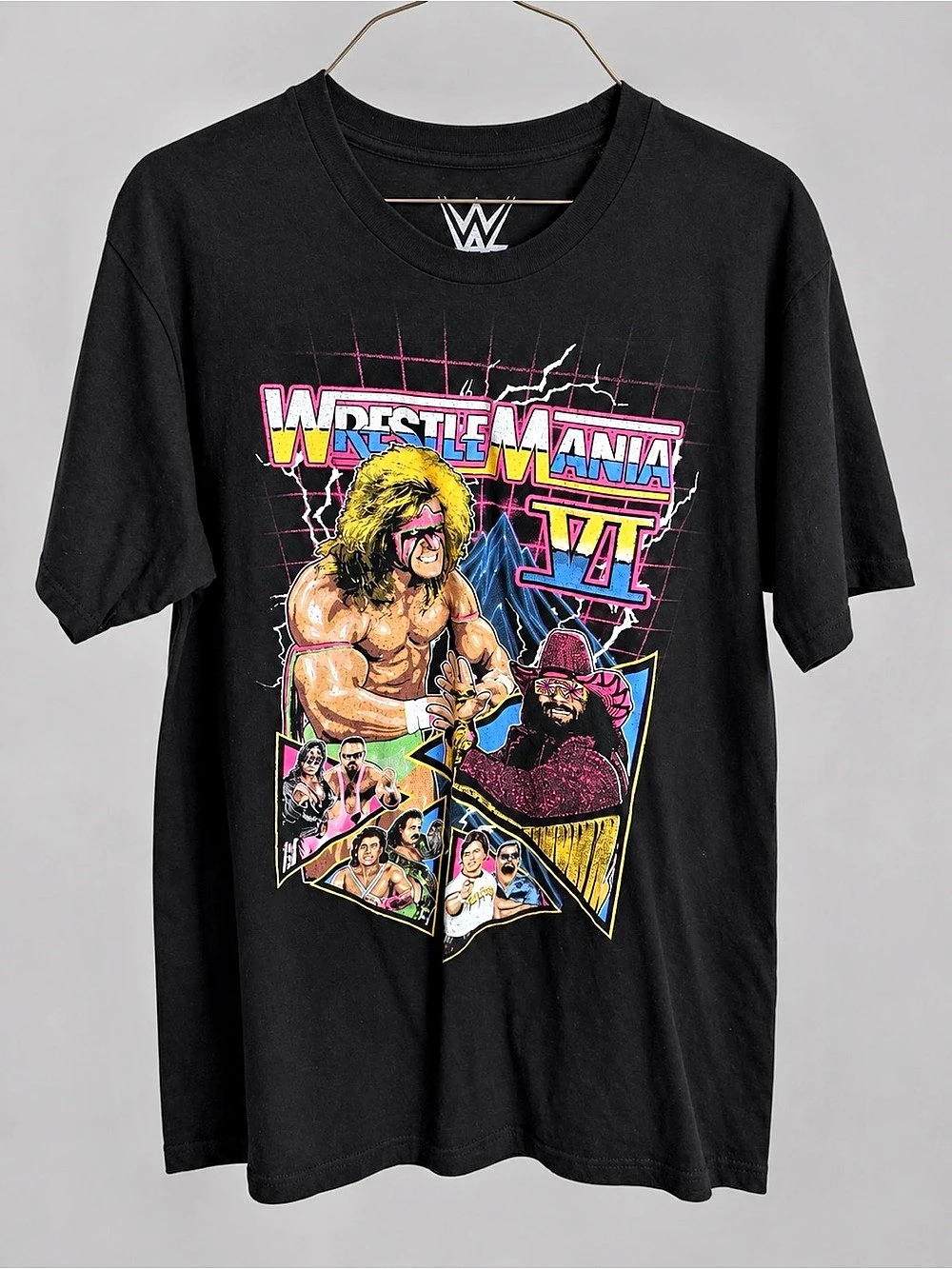 WWE WrestleMania VI Legends Graphic T-Shirt Graphic Wrestling Tee in Black Like